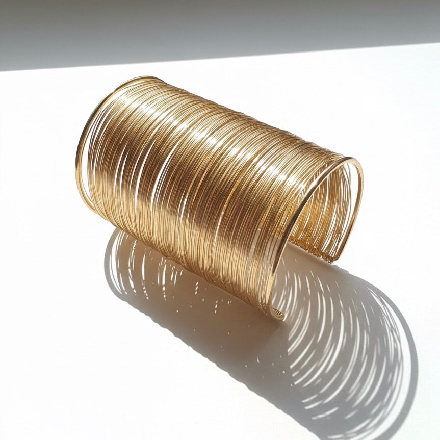 Bracelete Gold Lines – Elegância Esculpida em Fios Dourados